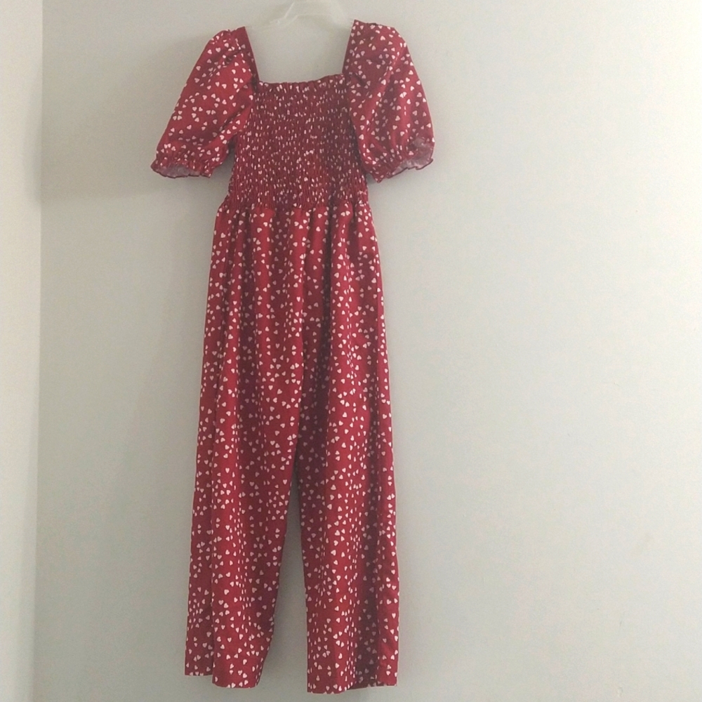 Shein Girls Heart Size 5Y Burgundy Jumpsuit